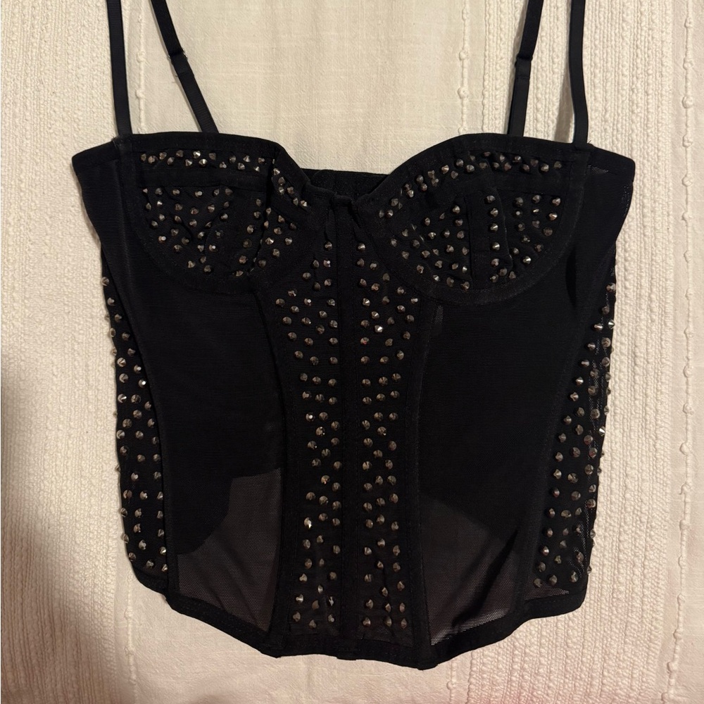 Urban Outfitters Black Studded Bustier Top